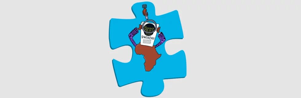 Illustration: Der afrikanische Kontinent hält eine Schuldenstatistik hoch.