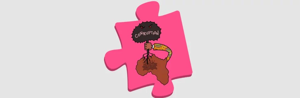 Illustration: Der afrikanische Kontinent reißt Korruption aus sich heraus.