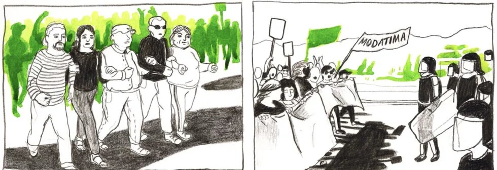 Illustration: Menschen protestieren