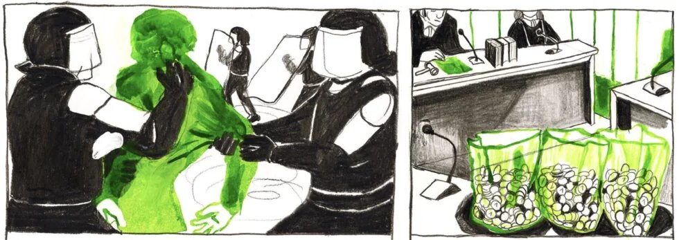 Illustration: Polizei und Gericht