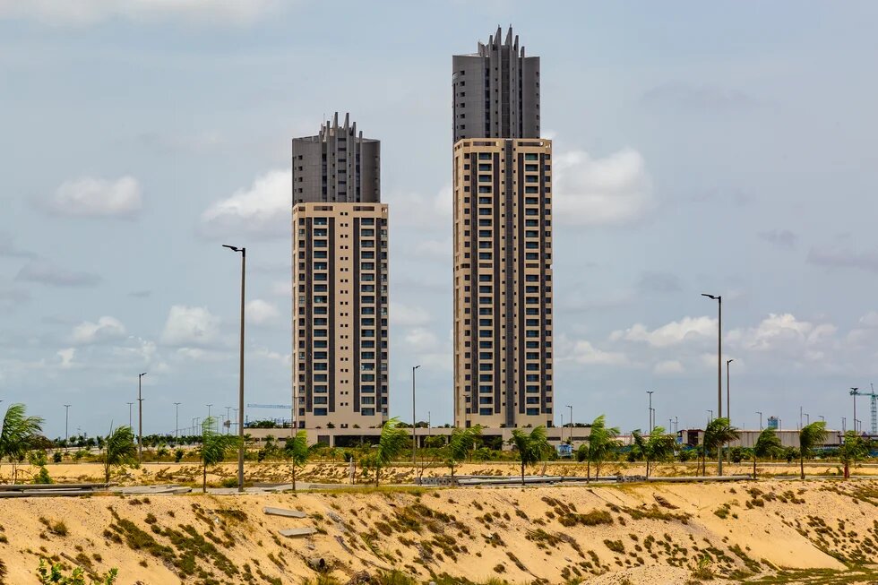 Das Foto zeigt die Türme von Eko Atlantic City in Lagos, Afrika.
