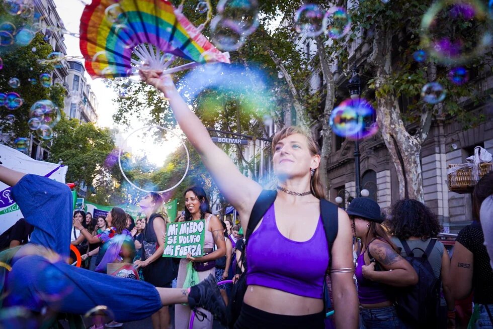 Das Foto zeigt eine Demonstration in Buenos Aires anlässlich des Weltfrauentages. 