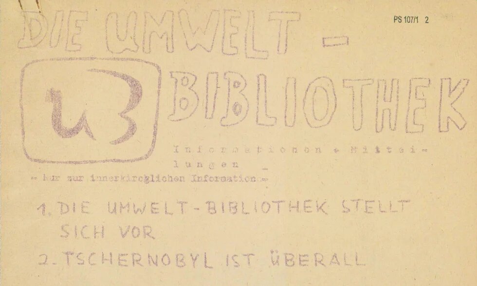 Titelseite der ersten Ausgabe der Umweltbibliothek-Berlin