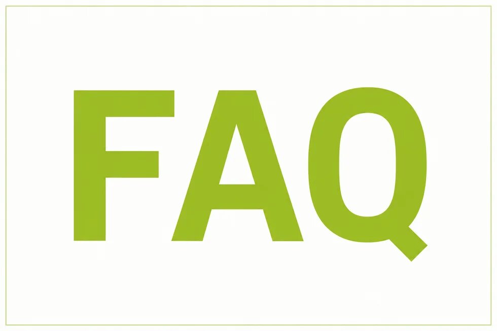Grüner Schriftzug FAQ