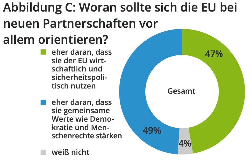 Abbildung C: Woran sollte sich die EU bei neuen Partnerschaften vor allem orientieren?