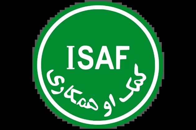 ISAF logo; Scripture in DARI کمک او همکاری کمک او همکاری (Komak wa Hamkari), engl.: "Help and Cooperation" ISAF logo; Scripture in DARI کمک او همکاری کمک او همکاری (Komak wa Hamkari), engl.: "Help and Cooperation".