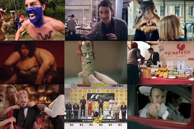 v.l.n.r. Follow the Frog, The Theorie of Everything, Fragile Childhood, The Lover, Mad Sausage, Agraprofit, McAfee Antivirus, Shell’s priceless Grand Prix moment, Demand Equal Pay Foto: Screenshot aus verschiedenen nominierten Videos