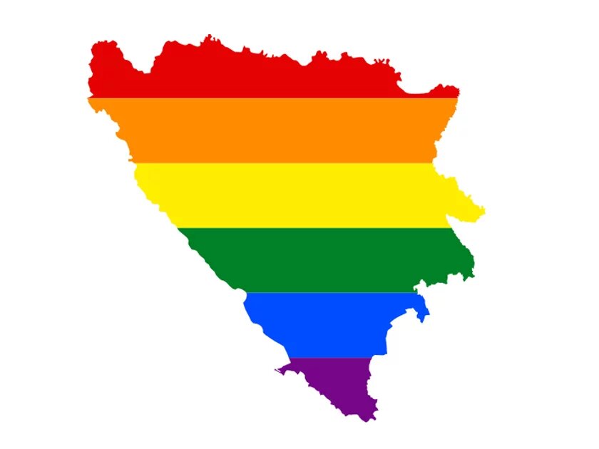 LGBT-Flagge auf der Karte Bosnien-Herzegowinas LGBT-Flagge auf der Karte Bosnien-Herzegowinas