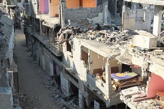 Stadtviertel Shujaiyya in Gaza Zerstörter Straßenzug in Shujaiyya, Gaza