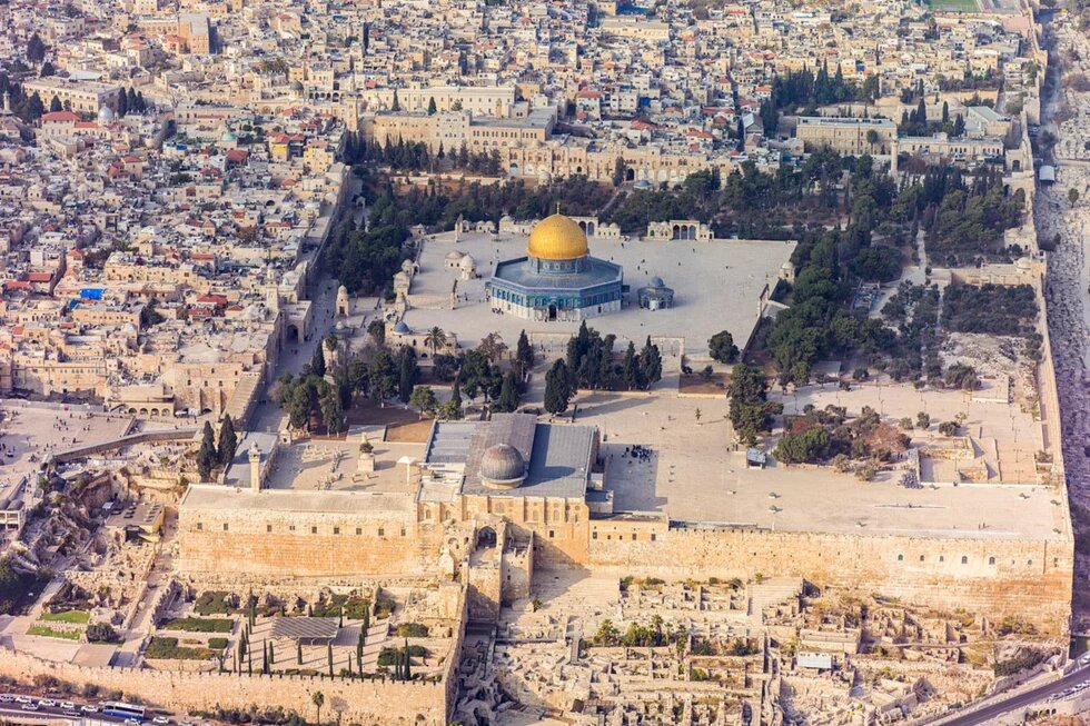 Luftaufnahme des Tempelberges in Jerusalem Luftaufnahme des Tempelberges in Jerusalem