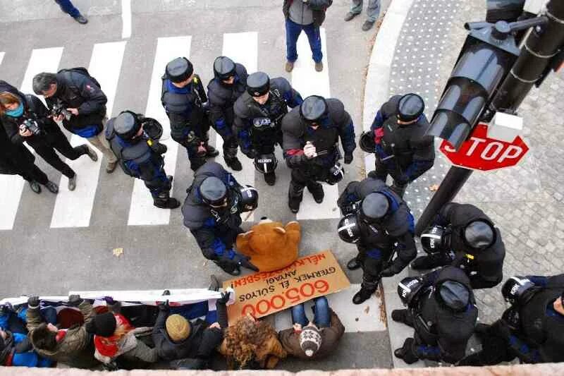 Budapest protest against welfare cuts 15.12.2014