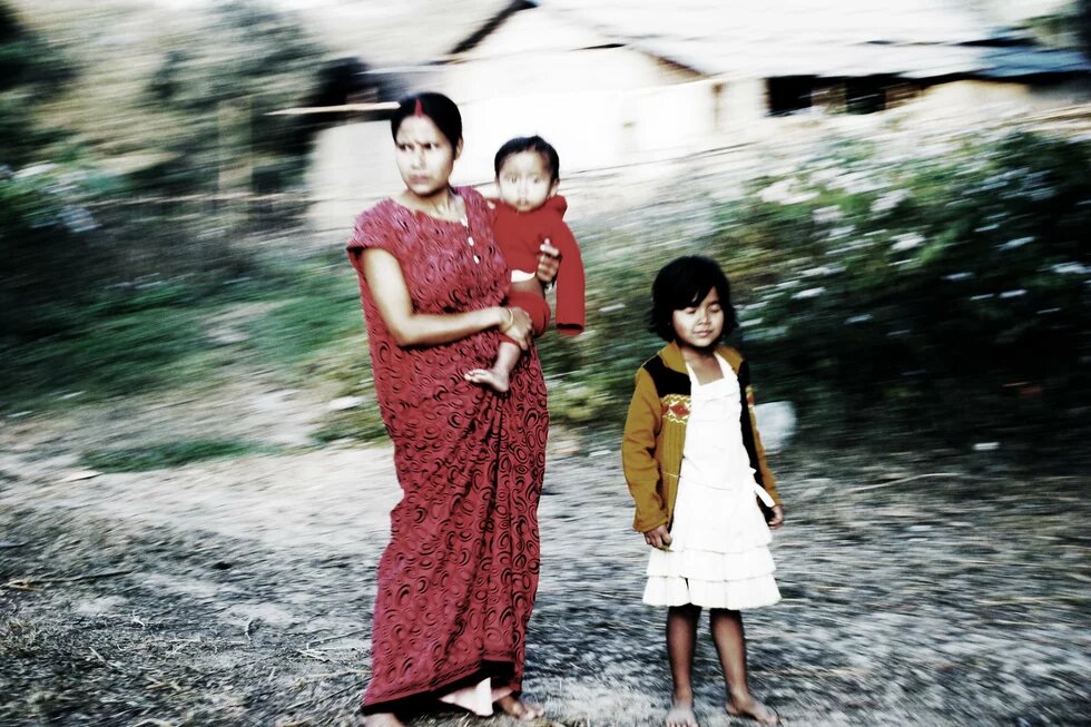 Frau in Assam, aufgenommen im Dezember 2009