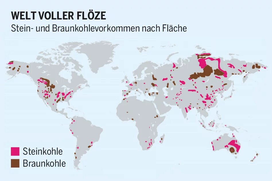 Stein und Braunkohlevorkommen nach Fläche