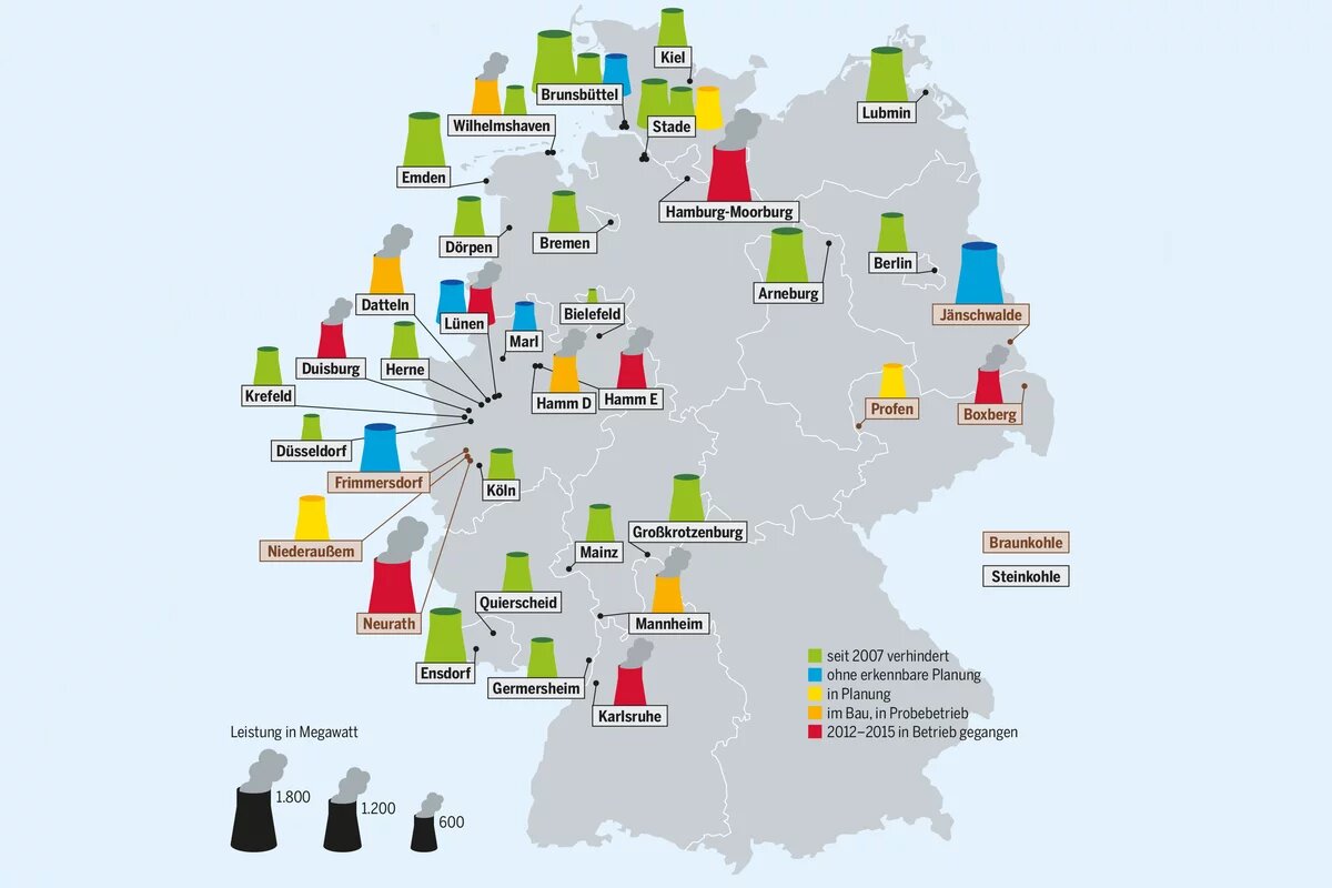 Grafik: Kohlekraftwerke in Deutschland