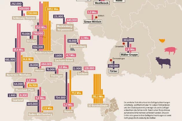 Ausschnitt aus der Grafik: Schlachtungen nach Fleischkonzernen und Bundesländern, 2014
