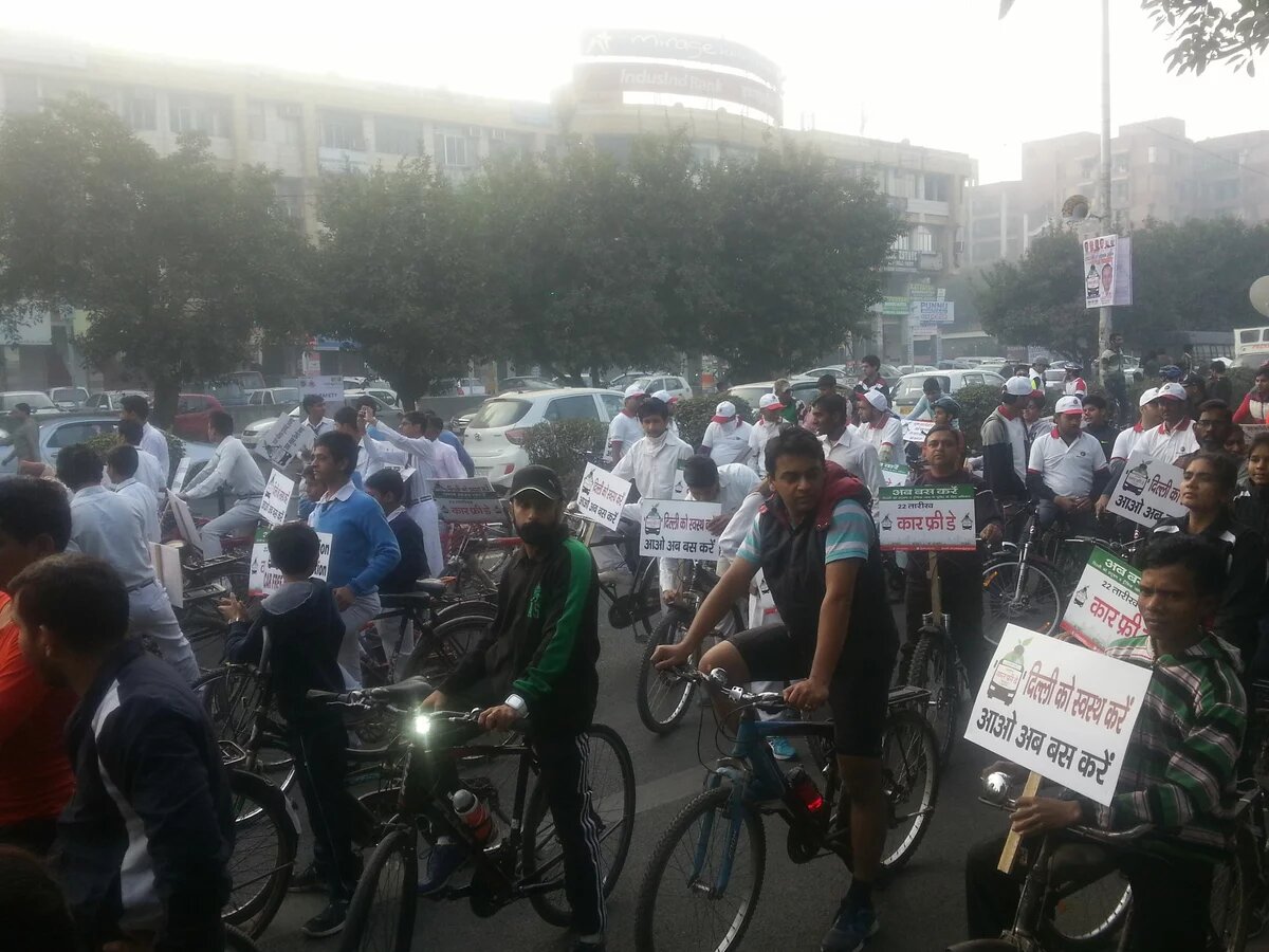 Demonstration zu einem Autofreien Tag in Delhi, November 2015 Demonstration zu einem Autofreien Tag in Delhi, November 2015