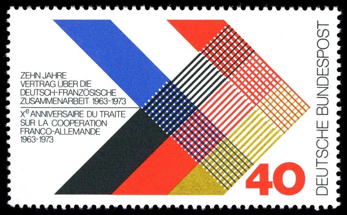 Deutsch-Franzözische Beziehungen: Briefmarke aus dem Jahre 1973 Deutsch-Franzözische Beziehungen: Briefmarke aus dem Jahre 1973