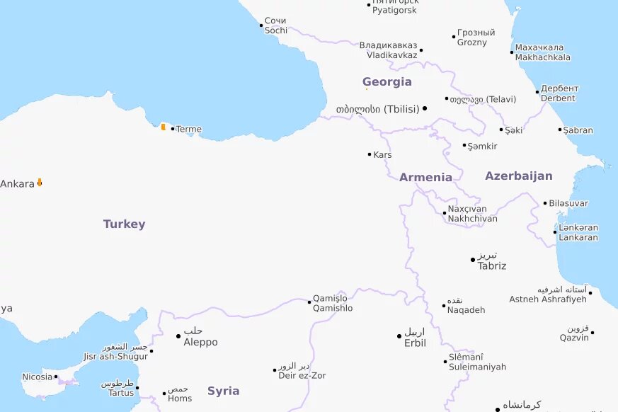 Türkei, Armenien und Aserbaidschan Landkarte: Türkei, Armenien und Aserbaidschan
