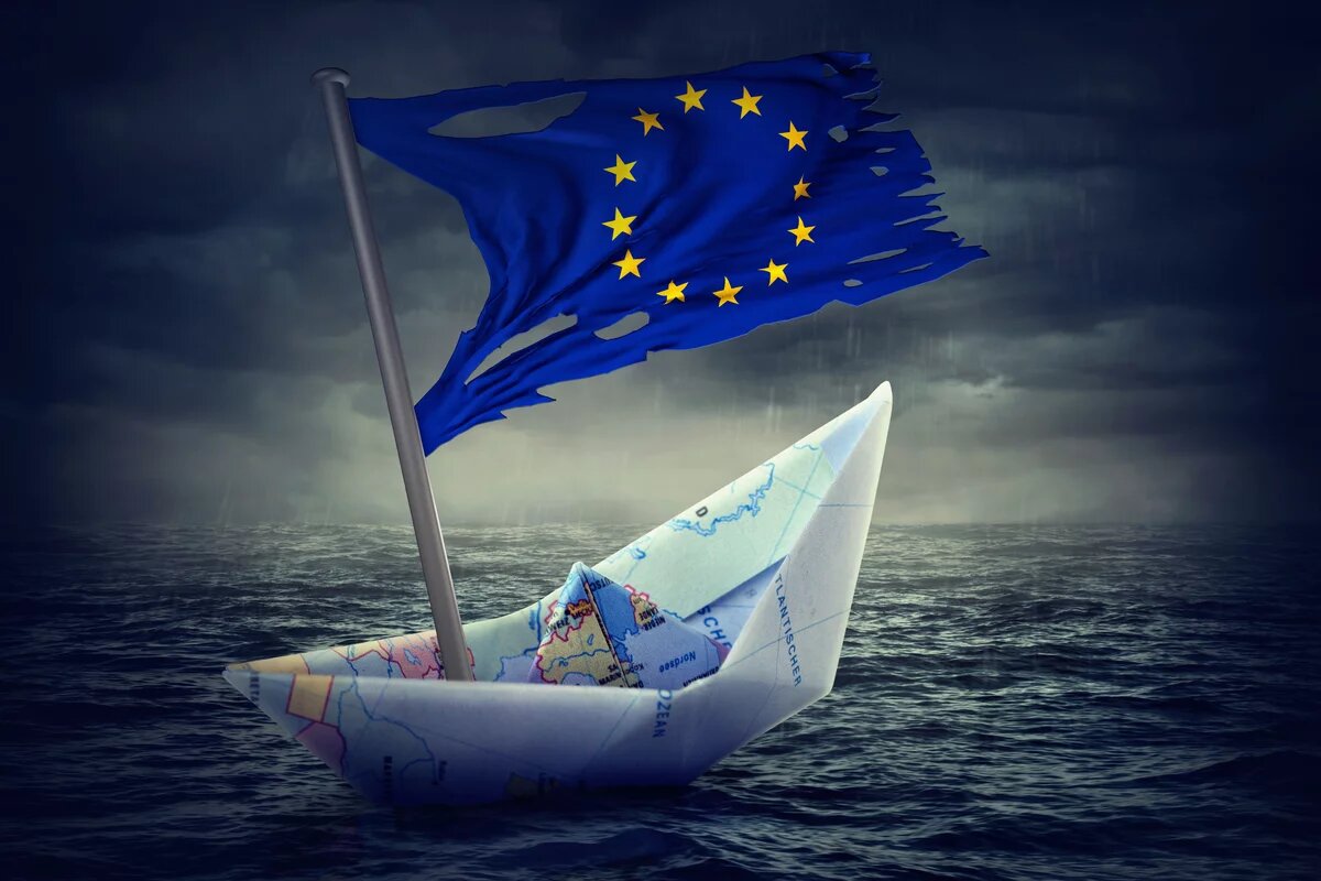 EU ship in a stormy sea