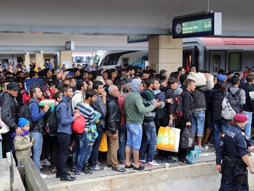 Geflüchtete am Westbahnhof in Wien, 5. September 2015