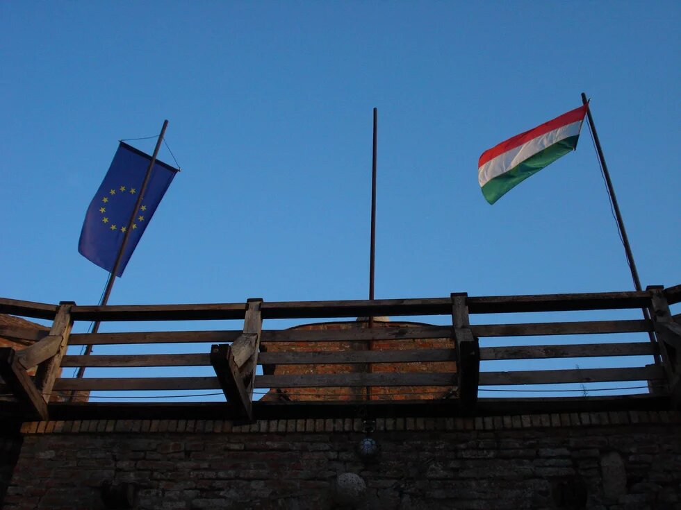 EU - Hungary Photo of the uhngarian flag and the european flag