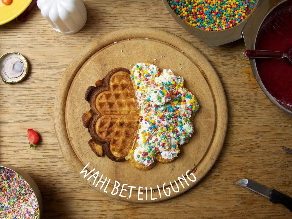 Wahlbeteiligung als Waffel-Diagramm