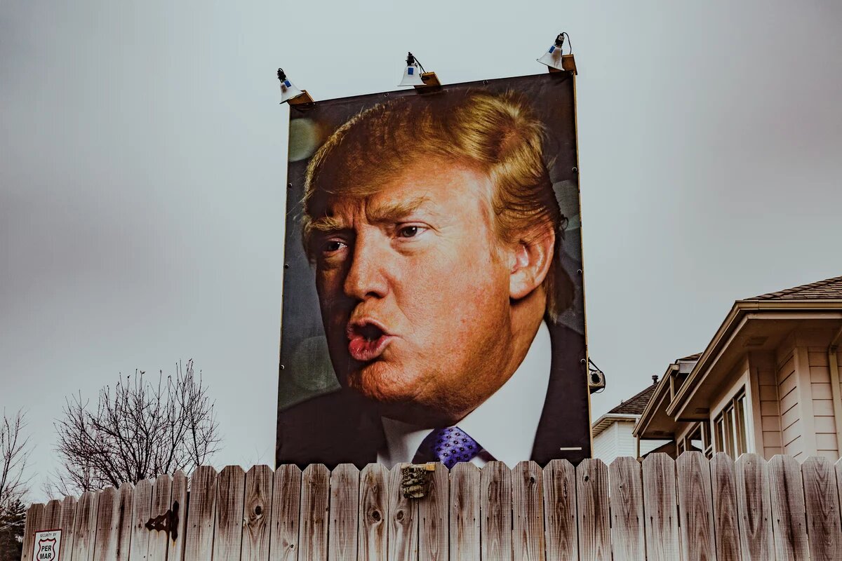 Donald Trump Backyard Portrait Sign - West Des Moines, Iowa Donald Trump Portrait in a Backyard in Iowa