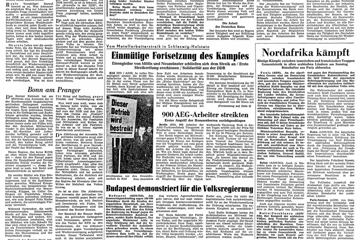 Auszug aus der Zeitung "Neues Deutschland" vom 26. Oktober 1956 Auszug aus der Zeitung "Neues Deutschland" vom 26. Oktober 1956