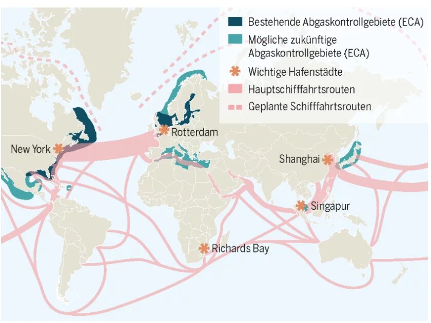 Aus dem Meeresatlas: Seeverkehr, Klimabilanz, Abgaskontrollgebiete Infografik aus dem Meeresatlas: Seeverkehr, Klimabilanz, Abgaskontrollgebiete