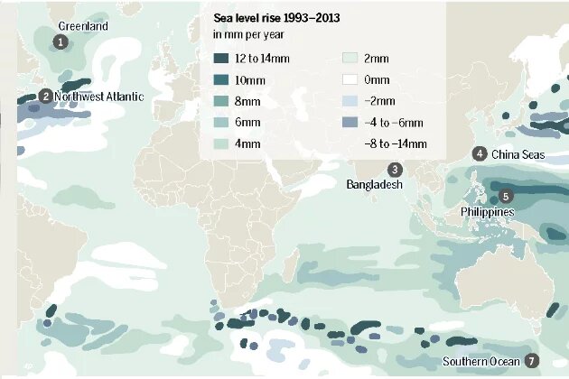 From the Ocean Atlas – Global Variations – The Rising Sea Level and Surface Warming Infographic from the Ocean Atlas – Global Variations – The Rising Sea Level and Surface Warming