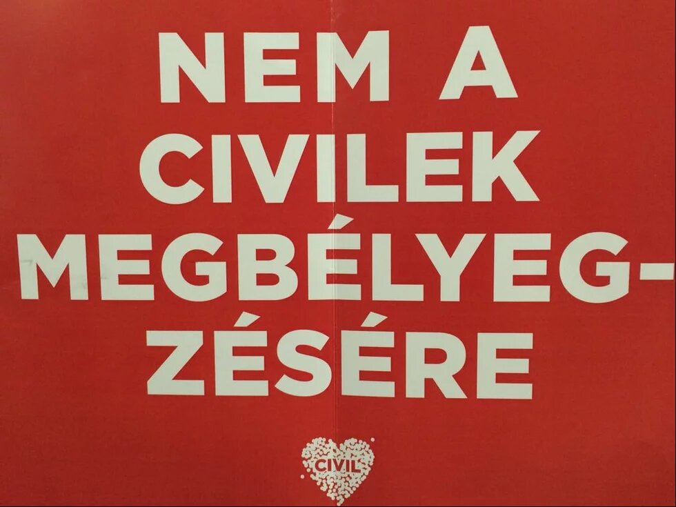 "No to the stigmatization of NGOs" Hungarian sign "no to the stigmatization of NGOs"