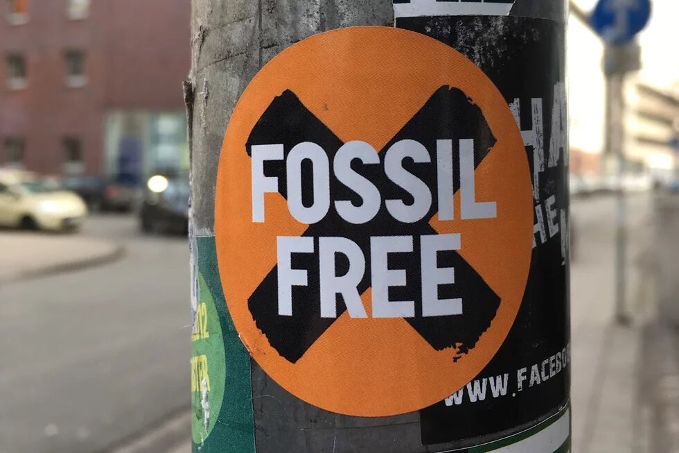 Fossil Free Aufkleber in Münster