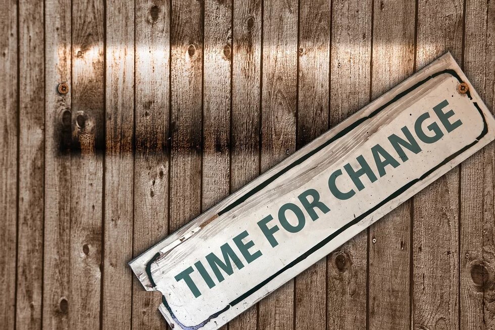 Time for Change Schild mit der Aufschrift "Time for Change"