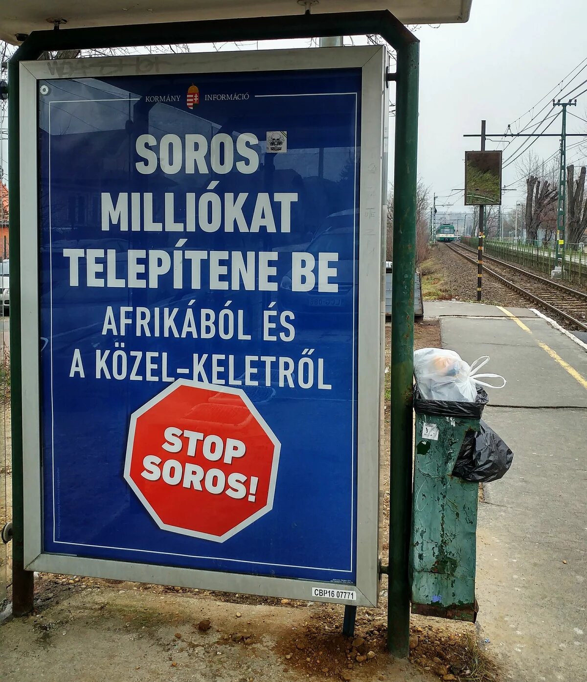 One of the "Stop Soros" posters in Budapest "Stop Soros" poster on the streets of Budapest, HUngary