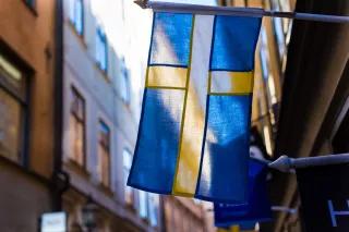 Schwedische Flagge in Stockholm Schwedische Flagge