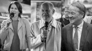 Die drei Spitzenkandidaten für das Amt des Bundeskanzlers: v.l.n.r. Annalena Baerbock (Bündnis 90/Die Grünen), Olaf Scholz (SPD) und Armin Laschet (CDU/CSU). Die drei Spitzenkandidaten für das Amt des Bundeskanzlers: v.l.n.r. Annalena Baerbock (Bündnis 90/Die Grünen), Olaf Scholz (SPD) und Armin Laschet (CDU/CSU).