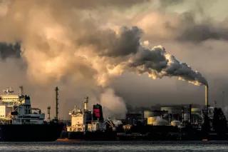 Ships and industries pollute a lot of carbon dioxid