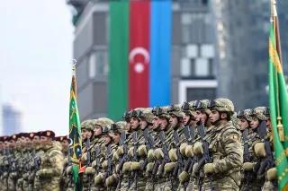 Army Corps at the Victory parade in Baku. Soldiers at a victory parade in Baku