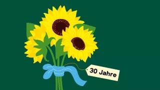 Grafik: Sonnenblumenstrauß für 30 Jahre Bündnis 90/Die Grünen