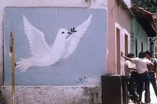 Norte de Santander, Kolumbien, 1984 Hauswand mit Friedenstaube