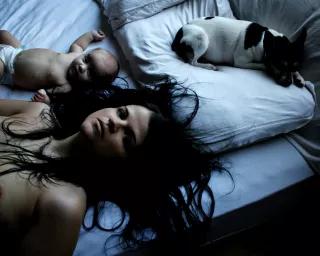 Woman with Baby and Dog
