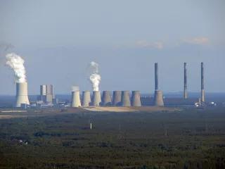 Kraftwerk Boxberg seen from the Schwarze Pumpe power plant from