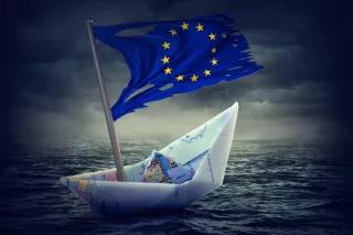 EU ship in a stormy sea