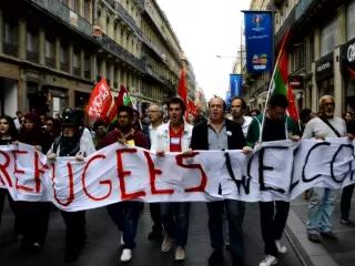 Demonstrierende für eine Willkommenskultur in Toulouse, 5. September 2015 Demonstrierende für eine Willkommenskultur in Toulouse, 5. September 2015