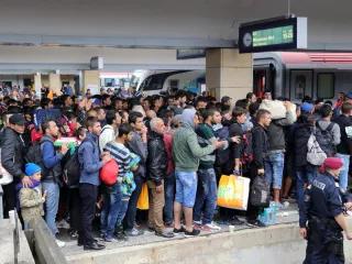 Geflüchtete am Westbahnhof in Wien, 5. September 2015