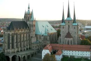 Erfurt cathedral and severi church-2 Erfurter Dom und Severikirche am Domplatz