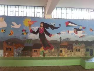 Mural in a refugee school in Shatila, Lebanon