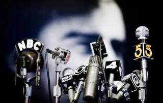 Talk Talk Microphones at a press conference