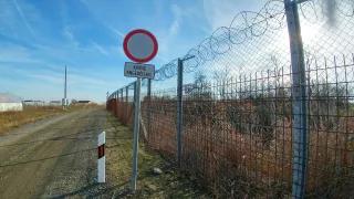 "Entry only with permission" border fence along the Hungarian-Serbian border