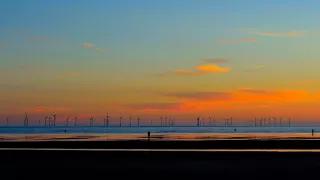 Windräder an der Küste von Liverpool Großbritannien Brexit Energie Windräder an der Küste von Liverpool Großbritannien Brexit Energie